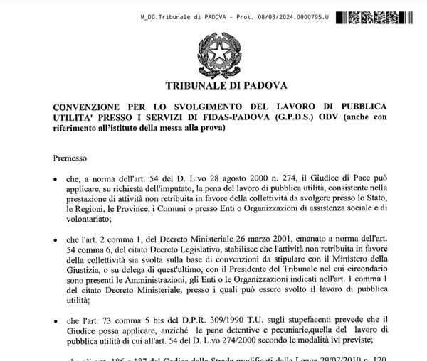 Clicca per accedere all'articolo Tribunale di Padova e FIDAS-PADOVA